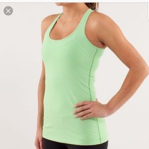 Lululemon Green & White Gingham Racerback Tank ✅